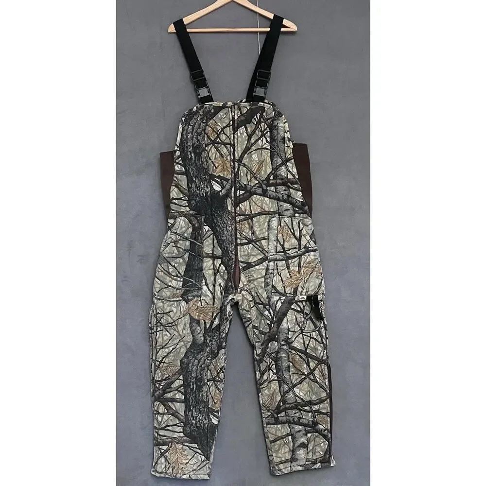 VTG Ideal Skyline Camo Apparition Bib Overalls Men XL Fleece Lined Hunting USA - Picture 4 of 14